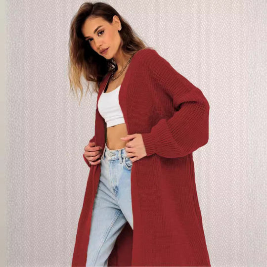 Damen Grobstrick-Cardigan mit offenem Schnitt und lässiger Eleganz EB