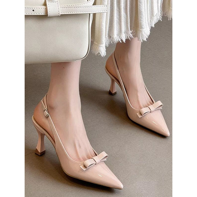 Damen spitze Slingback-Pumps mit eleganter Schleifenverzierung EB