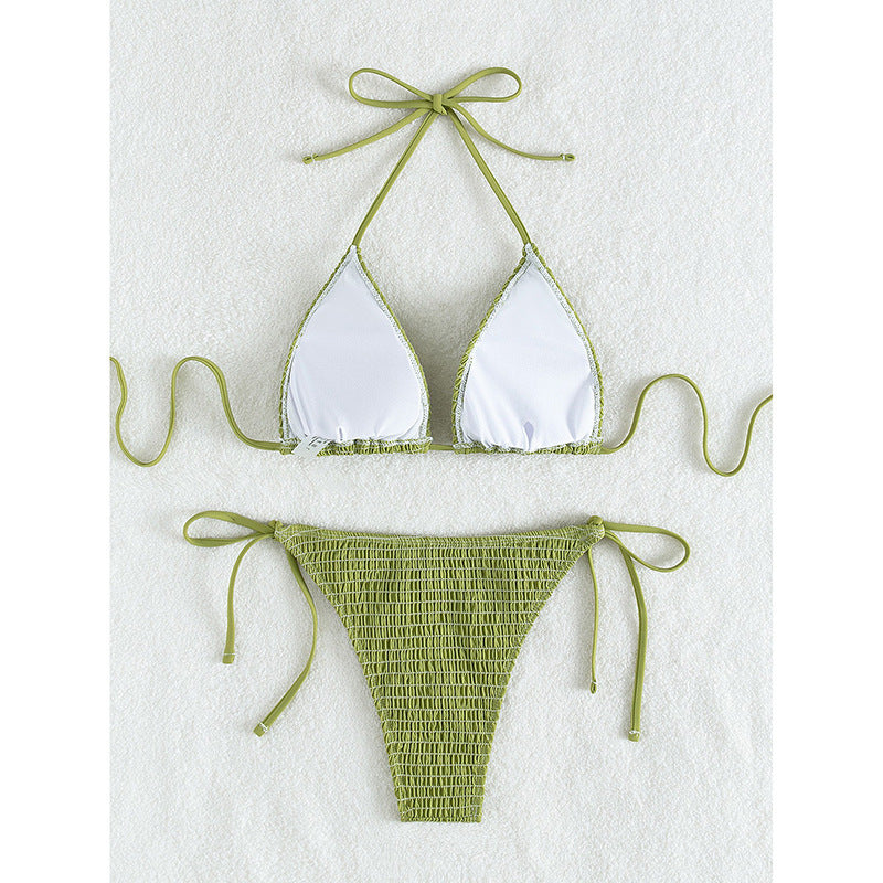 Damen Triangel-Bikini mit raffinierten Rüschendetails und verstellbaren Trägern EB