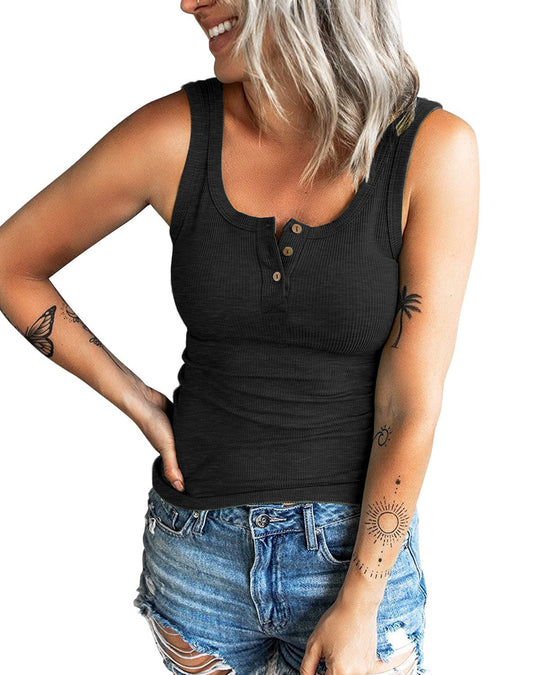 Damen komfortables Trägershirt mit Knopfdetails EB