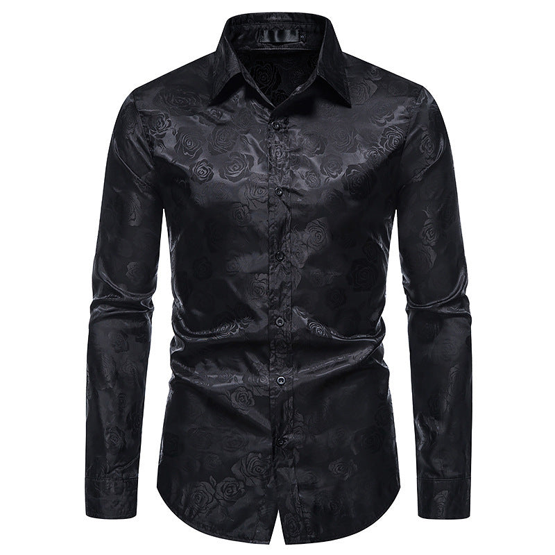Herren Hemd mit floralen Prägungen und elegantem Glanz EB