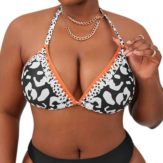 Damen Triangel-Bikini mit modernem Leodruck und verstellbaren Trägern EB