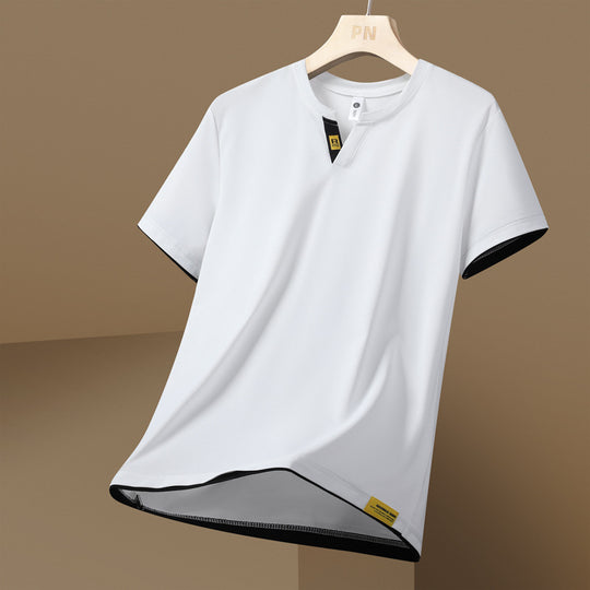 Herren nan atmungsaktives Funktionsshirt mit kontrastkanten und offenem V-Ausschnitt EB
