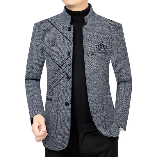 Herren Wollmantel mit Teddyfutter, Stehkragen und schmaler Silhouette EB