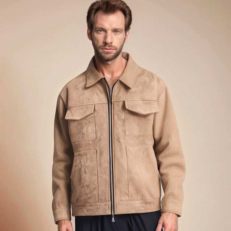 Herren Suede-Jacke mit modernen Taschen EB