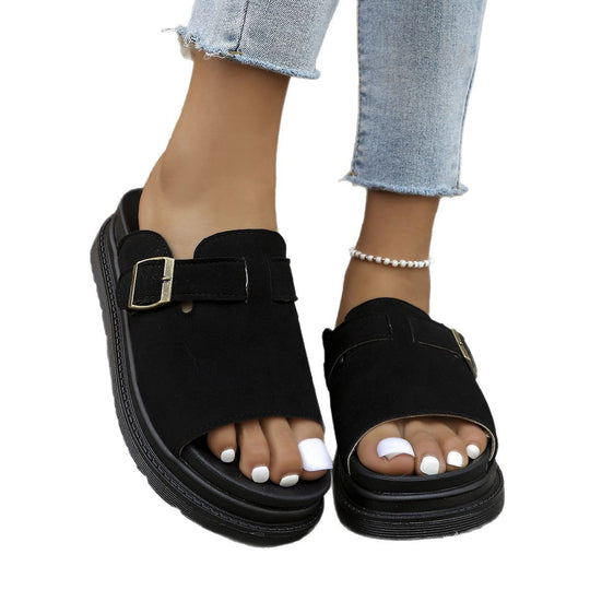 Damen Komfortable Mules mit verstellbarem Riemen und rutschfester Sohle EB