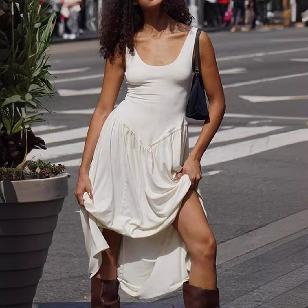 Damen Maxikleid mit schmalem Schnitt und elegantem quadratischen Ausschnitt EB