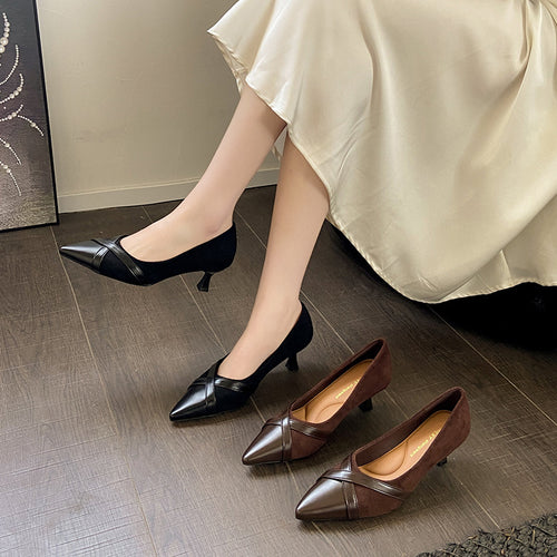 Damen elegante Slingback-Pumps mit spitzem Zehenbereich und modischem Riemchen EB