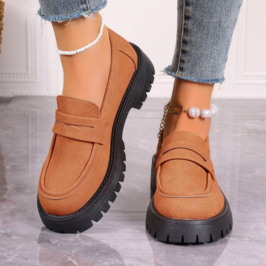 Damen nan Plateau-Loafer mit Profilsohle und Velourslederoptik EB