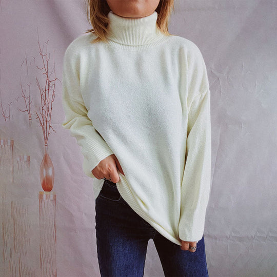 EB | Einfarbiger Warmer Strickpullover Für Alltag