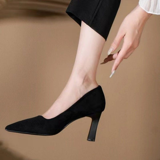 Damen elegante Business-Pumps mit dekorativem Absatz EB