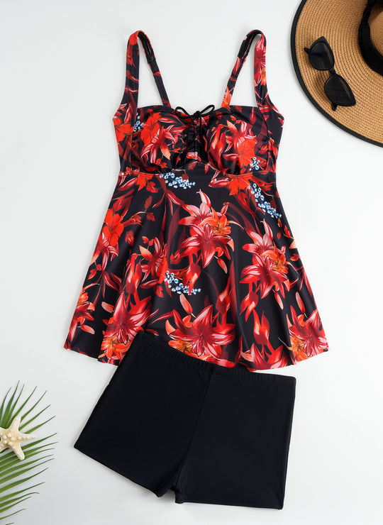 Damen Tankini mit floralem Oberteil und bequemen Shorts EB