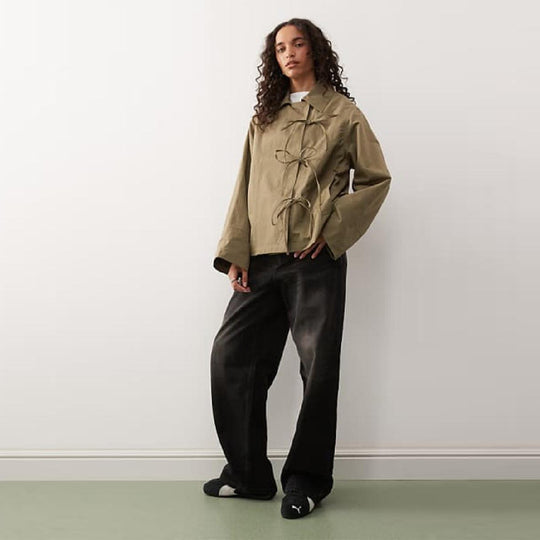 Damen Freizeitjacke mit modernen Bindegurten und lässigem Schnitt EB