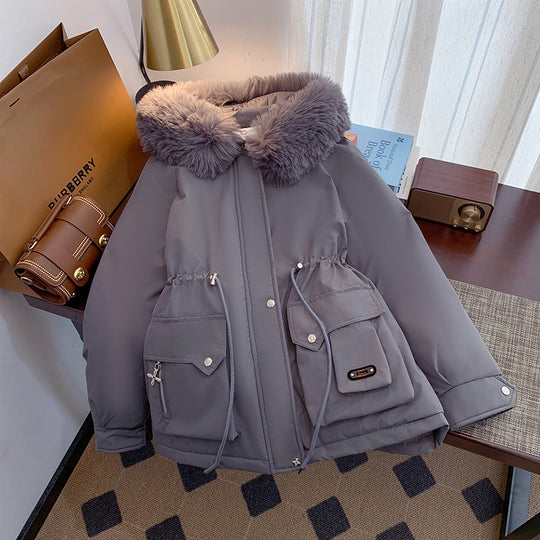 Damen Winterjacke mit abnehmbarem Kunstpelzkragen und praktischen Taschen EB