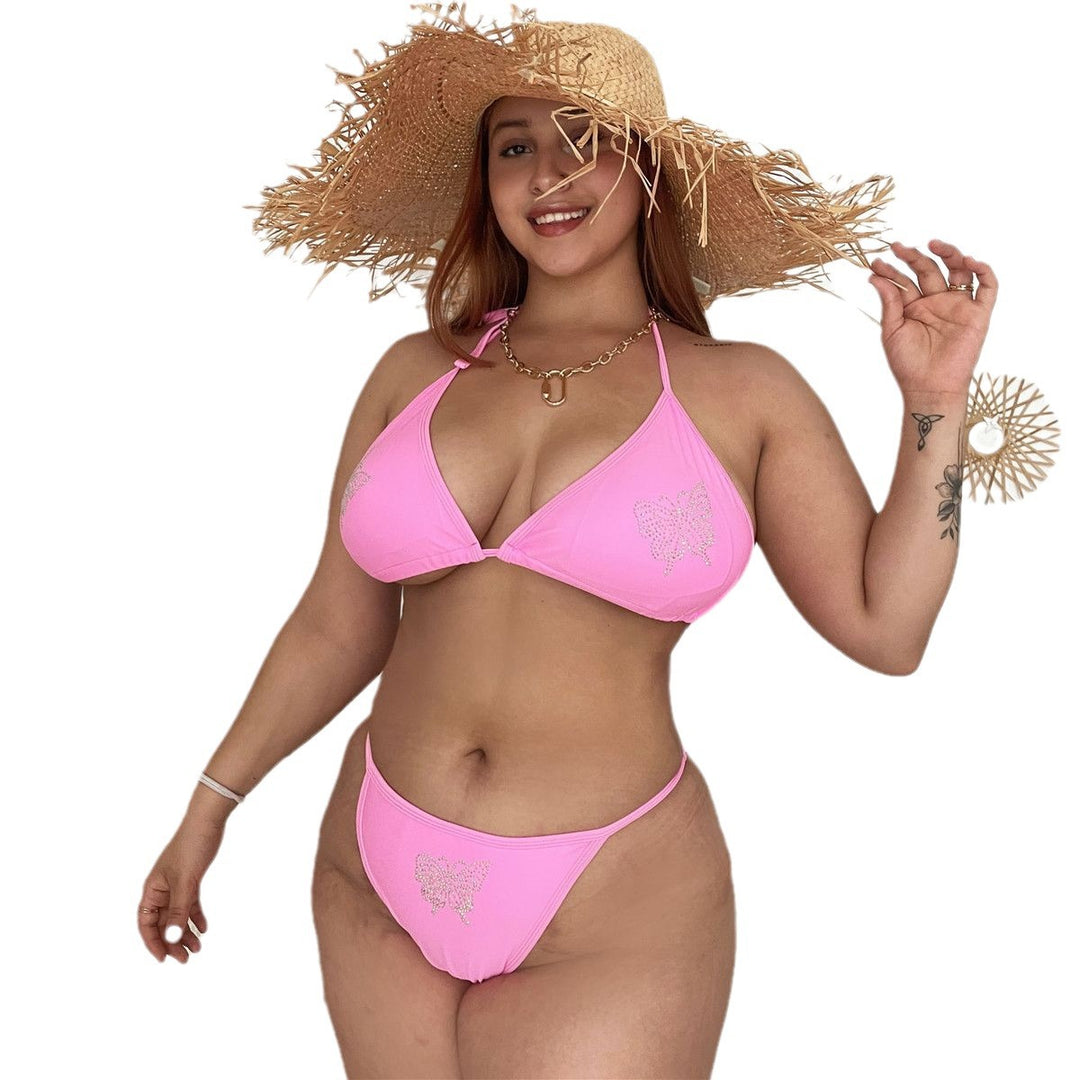Damen Triangel-Bikini mit zartem Schmetterlingsdesign und funkelnden Details EB