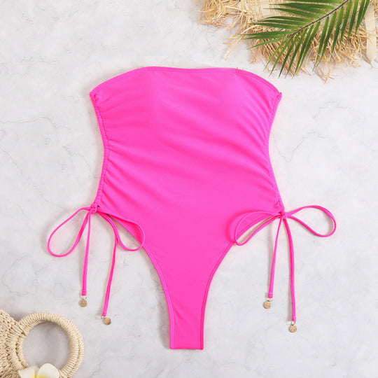 Damen Einteiler Badeanzug mit elegantem Schnürdesign und figurformendem Schnitt EB