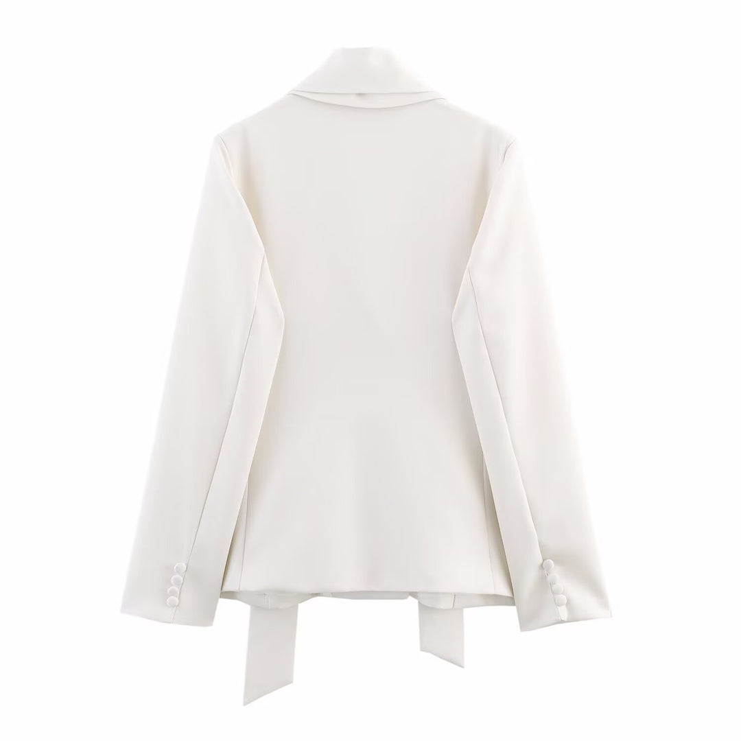 Damen eleganter Blazer mit abnehmbarem Halstuch EB