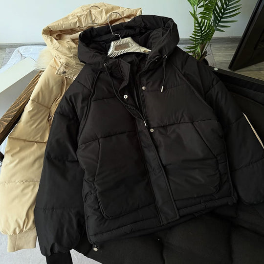 Damen warme Daunenjacke mit verstellbarer Kapuze EB