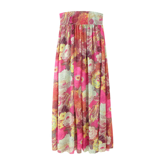 Damen Maxi-Rock mit floralem Design und elastischem Bund EB