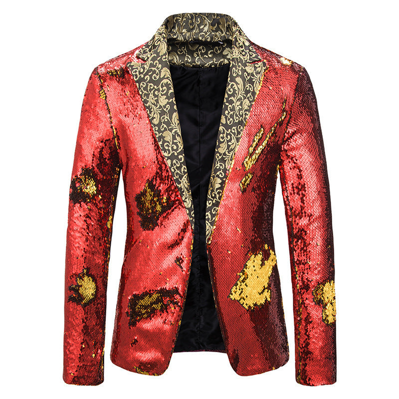 Herren extravagante Pailletten-Blazerjacke EB