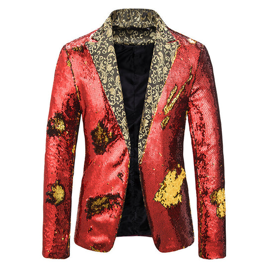 Herren extravagante Pailletten-Blazerjacke EB
