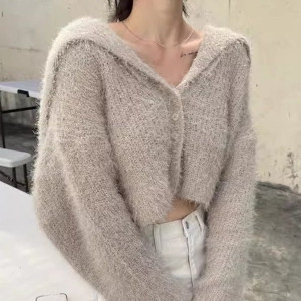 Damen lässiger Pullover mit tiefem V-Ausschnitt und strukturiertem Maschenmuster EB