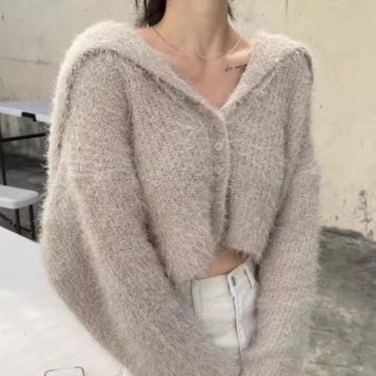 Damen lässiger Pullover mit tiefem V-Ausschnitt und strukturiertem Maschenmuster EB