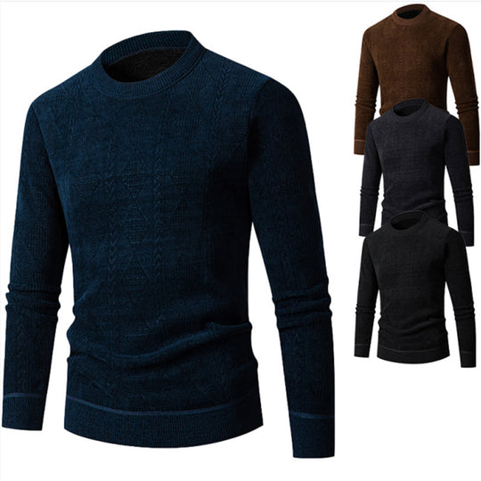 Herren Strickpullover mit strukturiertem Zopfmuster und hohem Kragen EB