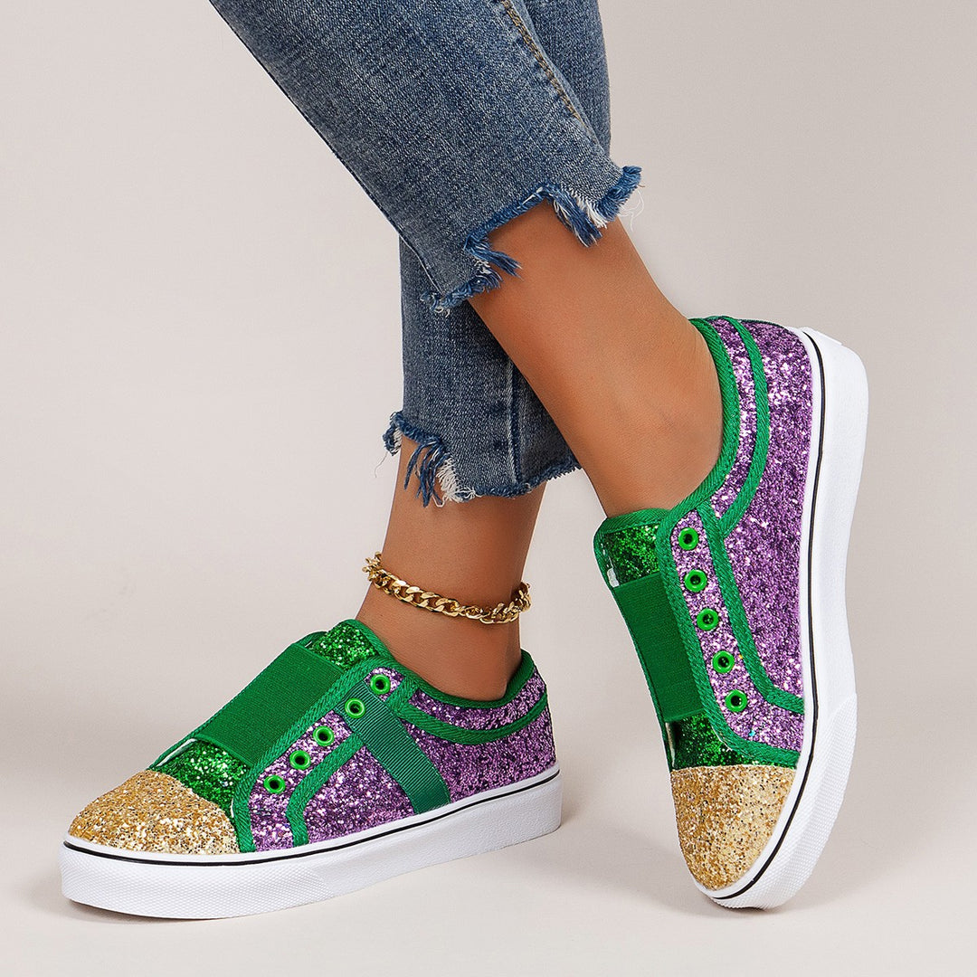 Damen Glitzernde Sneakers mit elastischem Riemensystem EB