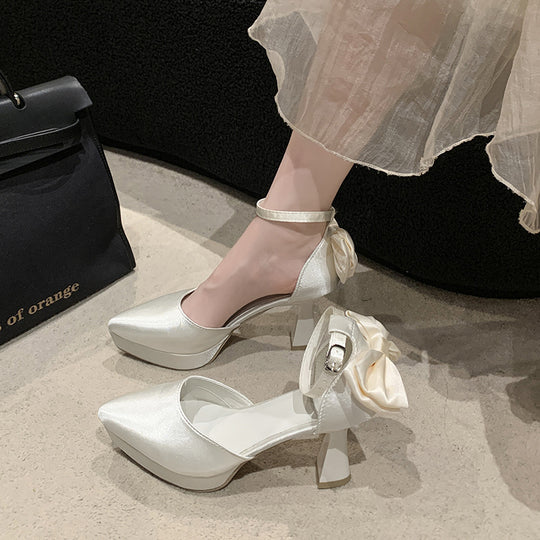 Damen elegante Pumps mit Schleifenakzent EB