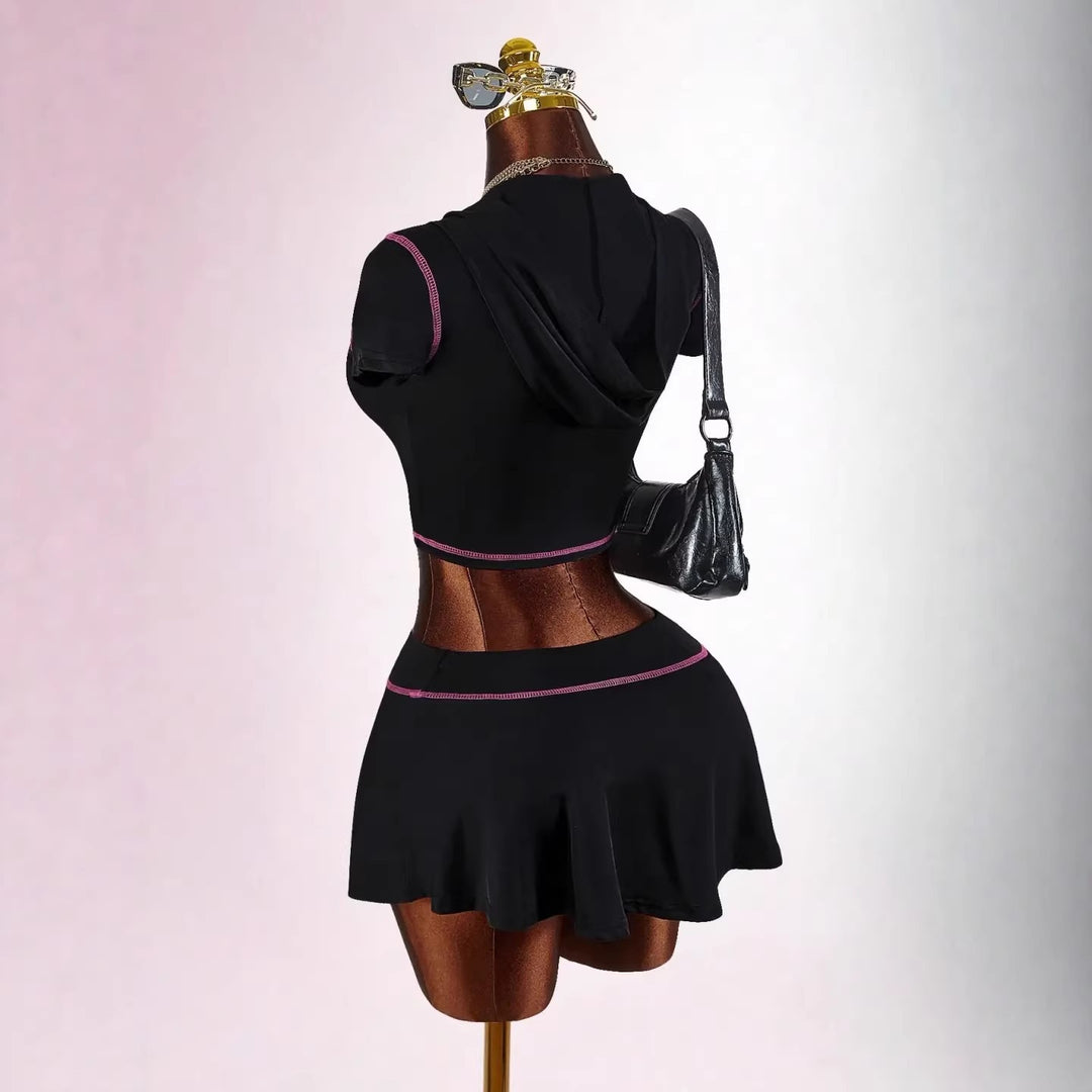 Damen sportliches Crop-Top mit Rock-Set EB