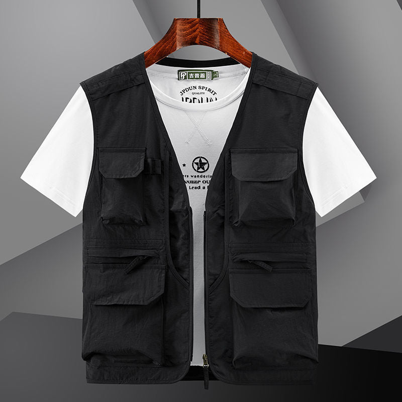 Herren Utility Outdoor-Weste mit Mehrfachtaschen und Frontreißverschluss EB
