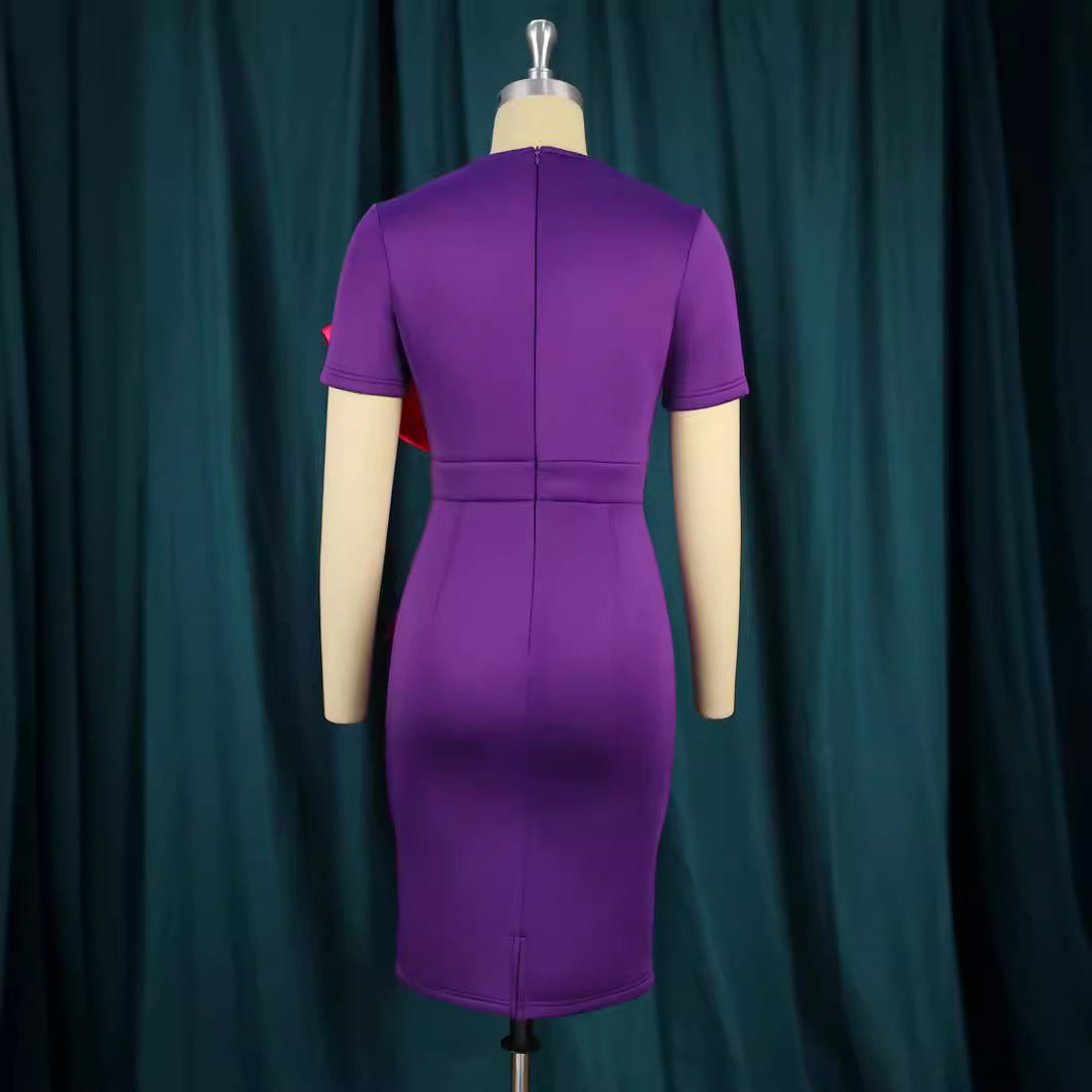 Damen figurbetontes Kleid mit eleganter Schleifen-Applikation EB