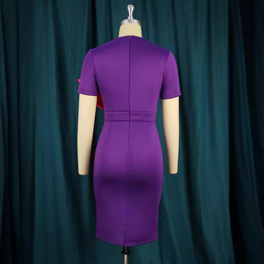 Damen figurbetontes Kleid mit eleganter Schleifen-Applikation EB
