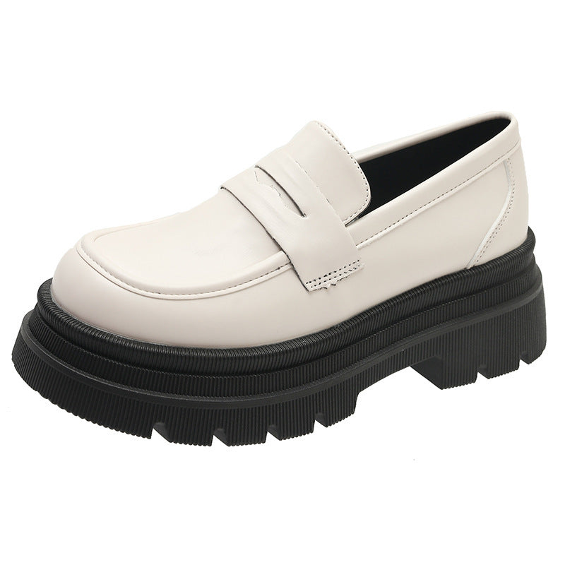 Damen nan modische Plateau-Loafer in Lederoptik mit profilierter Gummisohle und gepolstertem Fußbett EB