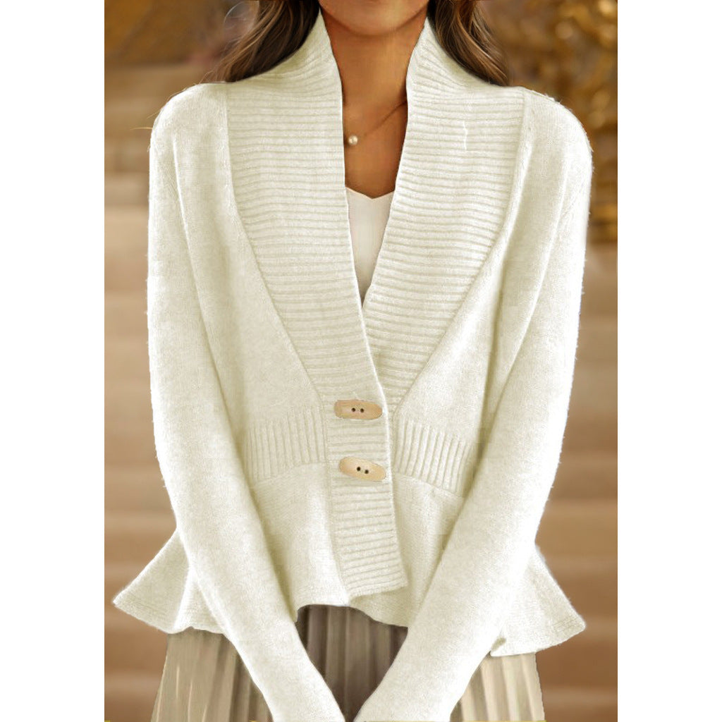 Damen nan kuscheliger Strickcardigan mit Schalkragen, gerippter Blende und schmalem Schößchen EB