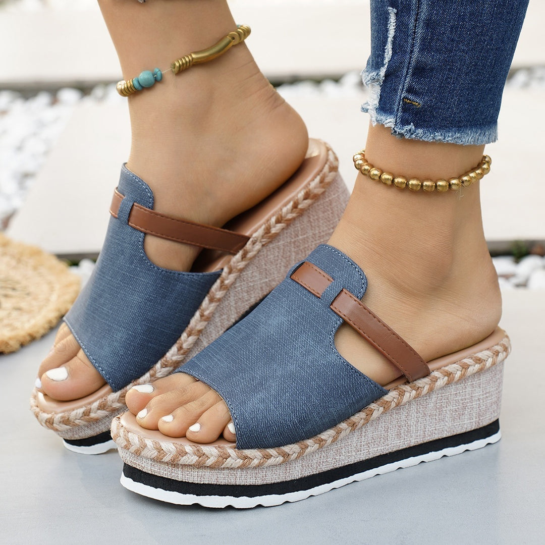 Damen Plateausandalen mit modischem Zierband EB