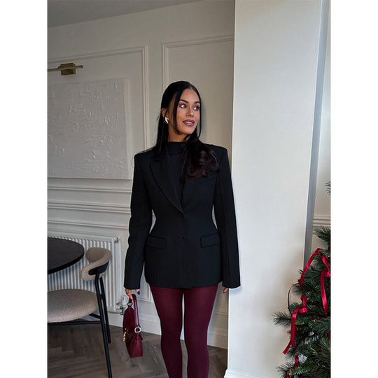 Damen elegante Blazerjacke im Oversized-Schnitt mit schickem Revers EB