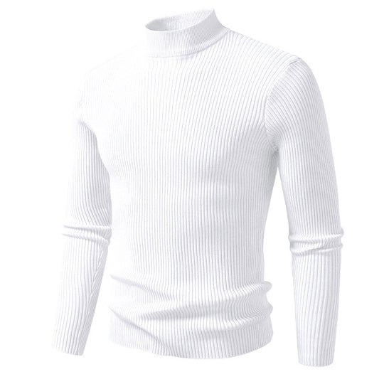 Herren eleganter Rollkragenpullover aus feinem Rippstrick EB