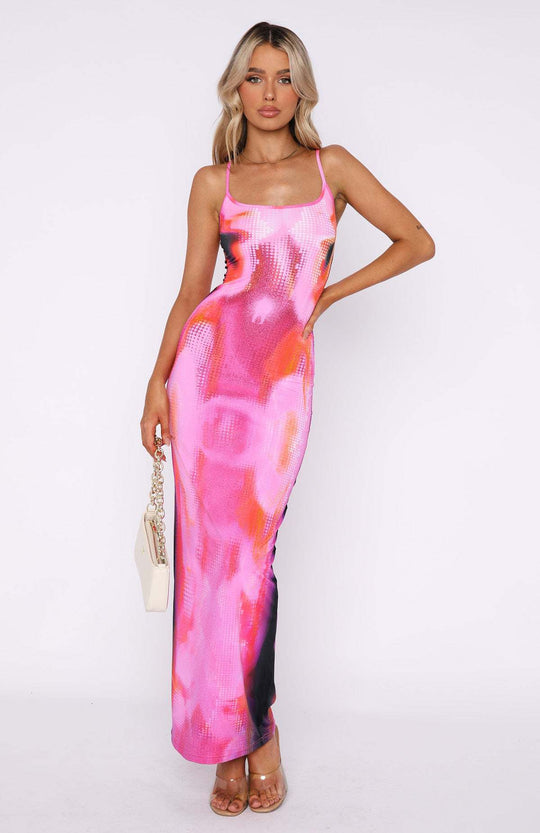 Damen Maxikleid mit einzigartigem grafischen Design und figurbetontem Schnitt EB