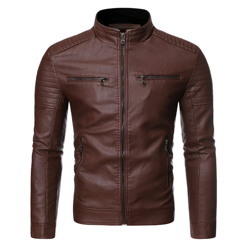 Herren Bikerjacke aus hochwertigem mit Reißverschlusstaschen EB
