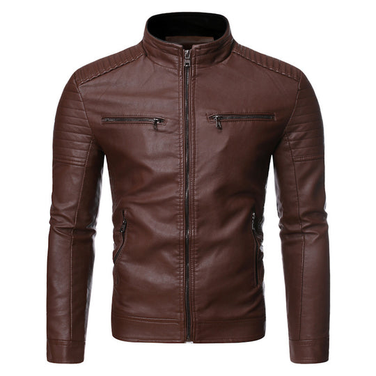 Herren Bikerjacke aus hochwertigem mit Reißverschlusstaschen EB