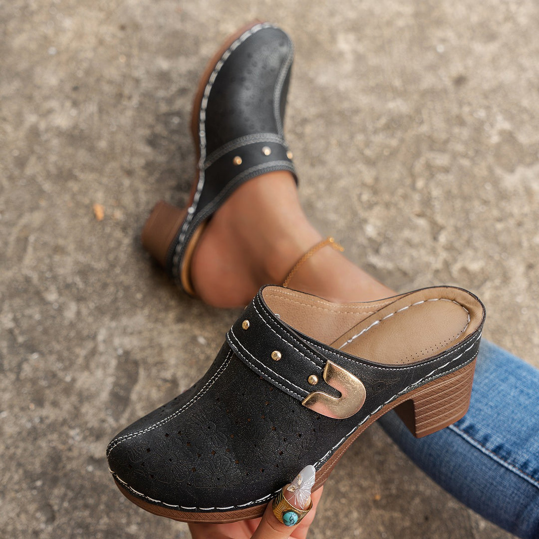 Damen Hohe Clogs mit floralem Muster und ergonomischem Fußbett EB