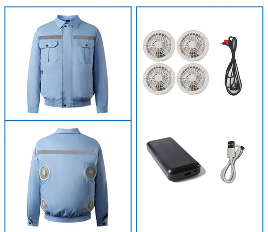 Unisex nan Arbeitskühljacke mit vier integrierten USB-Lüftern, verstellbarem Bund und atmungsaktivem Material R&B