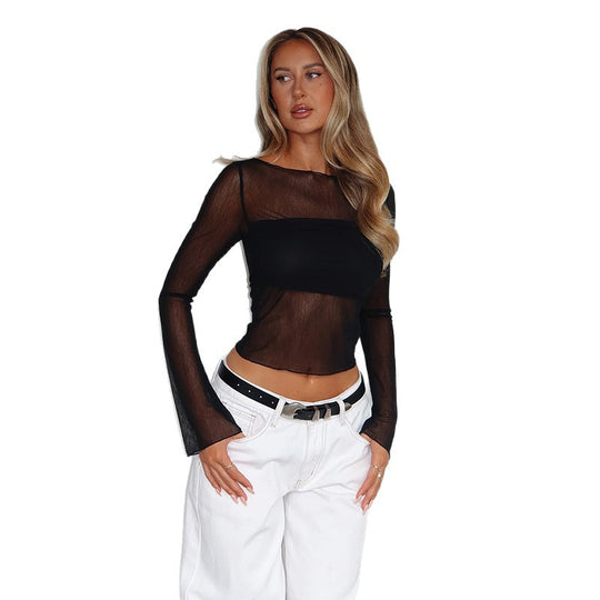 Damen figurbetontes Mesh-Oberteil EB