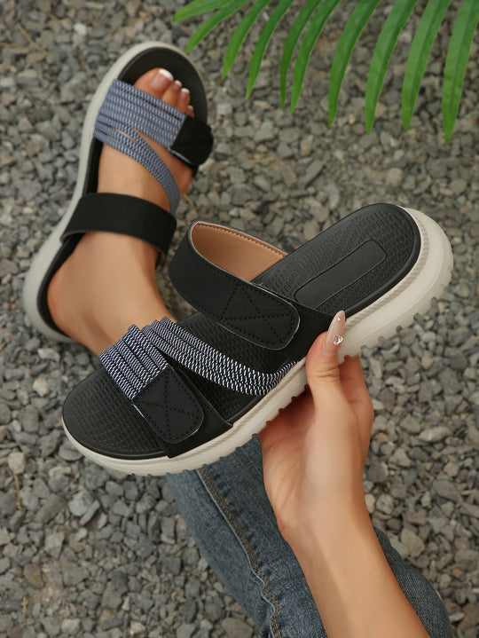 Damen komfortable Riemchensandalen mit elastischem Fußbett EB