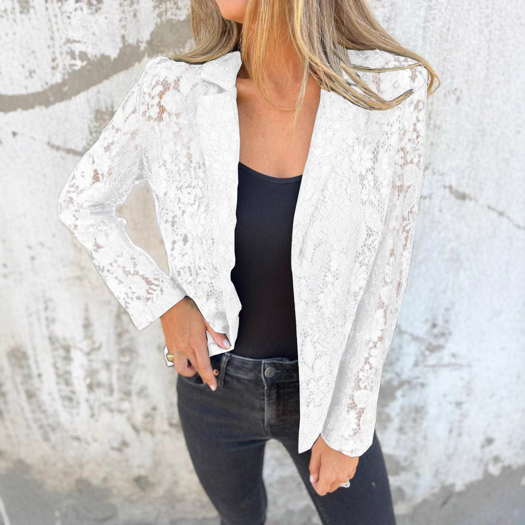 Damen Spitzenjacke mit lässigem Schnitt und eleganten Details R&B