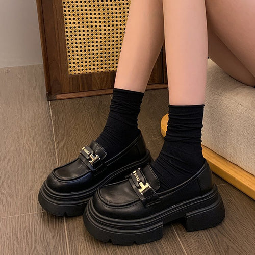 Damen modische Plateauschuhe mit dekorativer Schnallenverzierung und rutschfester Sohle EB