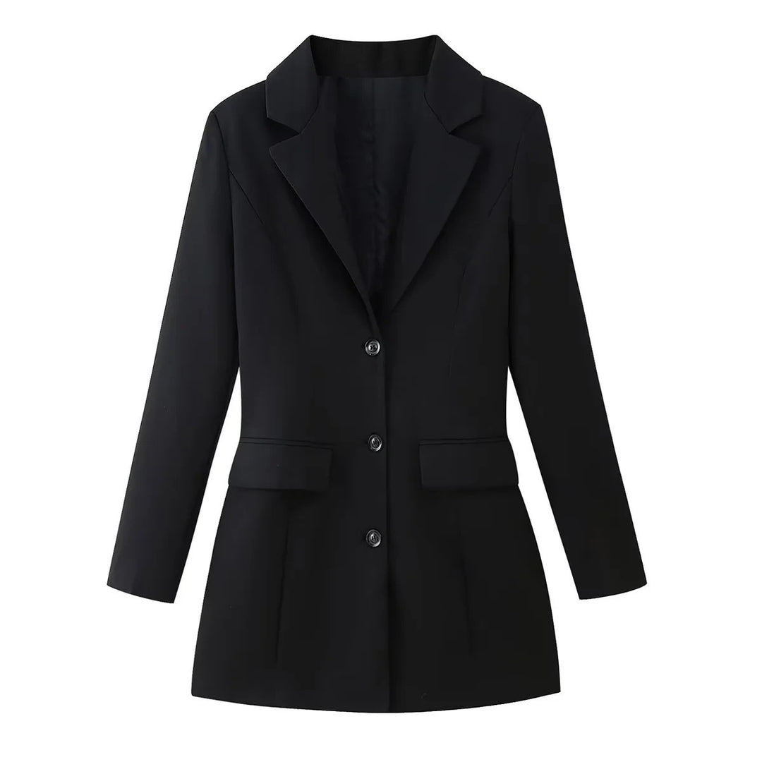 Damen elegante Blazerjacke mit tailliertem Schnitt und praktischen Taschen EB