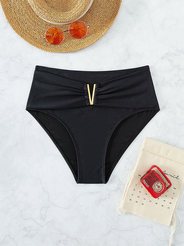 Damen Hochgeschnittener Bikini-Slip mit dekorativem Gürteldetail EB